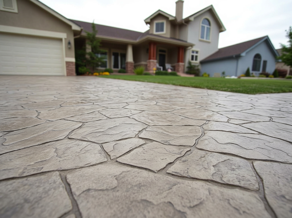 Cracked Drive to Stamped Concrete after, Highlands Ranch, Colorado